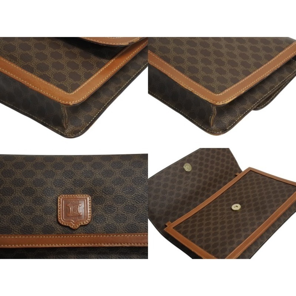 CELINE Clutch Bag Macadam Brown Leather - Picture 7 of 9